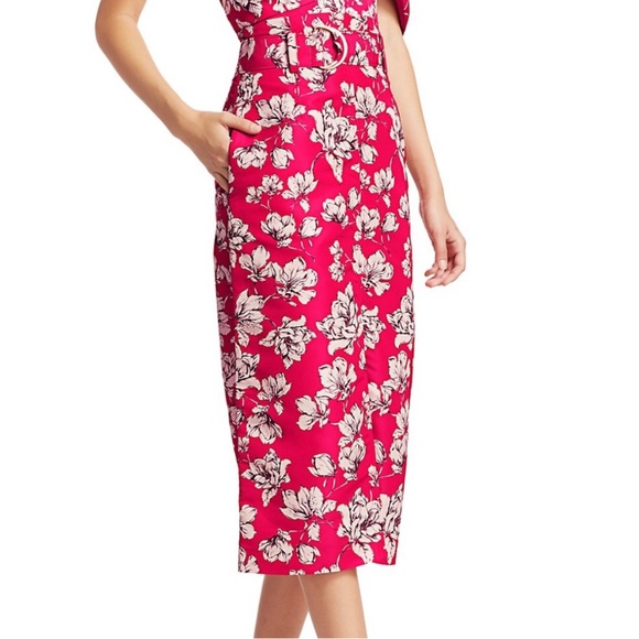 AMUR | ODINA Fuchsia High-Waisted Floral Long Skirt Sz 0 - Picture 2 of 15